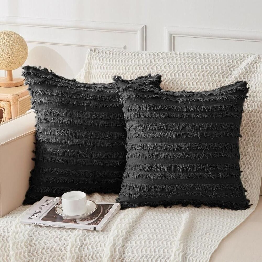 Pack of 2 Linen Cotton Couch Throw Pillow Covers 16x16 Inch Decorative Couch